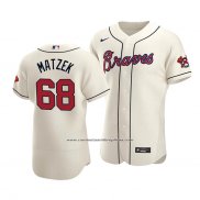 Camiseta Beisbol Hombre Atlanta Braves Tyler Matzek Autentico Alterno Crema