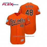 Camiseta Beisbol Hombre Baltimore Orioles Richard Bleier Flex Base Entrenamiento de Primavera 2019 Naranja