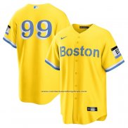 Camiseta Beisbol Hombre Boston Red Sox Alex Verdugo 2021 City Connect Replica Oro2