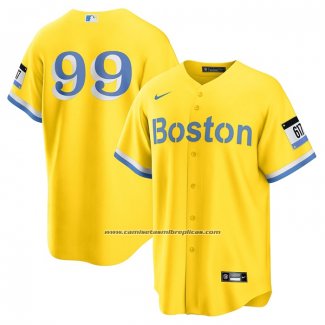 Camiseta Beisbol Hombre Boston Red Sox Alex Verdugo 2021 City Connect Replica Oro2