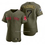 Camiseta Beisbol Hombre Boston Red Sox Christian Vazquez Camuflaje Digital Verde 2021 Salute To Service