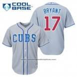 Camiseta Beisbol Hombre Chicago Cubs 17 Kris Bryant Gris Alterno Cool Base