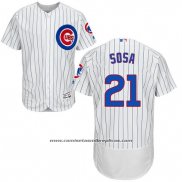 Camiseta Beisbol Hombre Chicago Cubs 21 Sammy Sosa Autentico Collection Blanco Flex Base