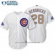 Camiseta Beisbol Hombre Chicago Cubs 28 Kyle Hendricks Blanco Oro Cool Base