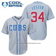 Camiseta Beisbol Hombre Chicago Cubs 34 Jon Lester Gris Alterno Cool Base