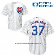 Camiseta Beisbol Hombre Chicago Cubs 37 Travis Wood Blanco Primera Cool Base
