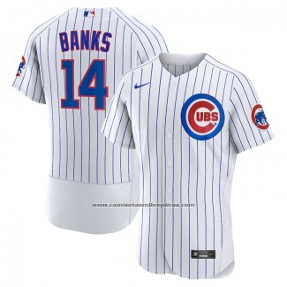 Camiseta Beisbol Hombre Chicago Cubs Ernie Banks Primera Autentico Retired Blanco