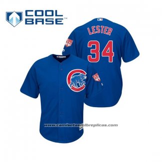 Camiseta Beisbol Hombre Chicago Cubs Jon Lester Cool Base Entrenamiento de Primavera 2019 Azul