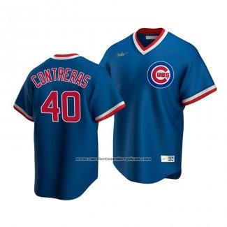 Camiseta Beisbol Hombre Chicago Cubs Willson Contreras Cooperstown Collection Road Azul