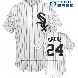 Camiseta Beisbol Hombre Chicago White Sox 24 Joe Crojoe Blanco Pinstripe Cool Base