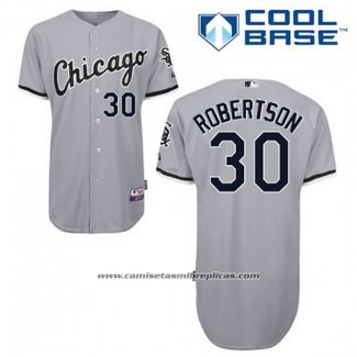 Camiseta Beisbol Hombre Chicago White Sox 30 David Robertson Gris Cool Base