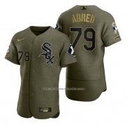 Camiseta Beisbol Hombre Chicago White Sox Jose Abreu Camuflaje Digital Verde 2021 Salute To Service