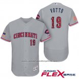 Camiseta Beisbol Hombre Cincinnati Reds 2017 Estrellas Y Rayas 19 Joey Votto Gris Flex Base