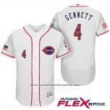 Camiseta Beisbol Hombre Cincinnati Reds 2017 Estrellas Y Rayas 4 Scooter Gennett Blanco Flex Base