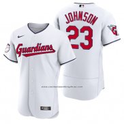 Camiseta Beisbol Hombre Cleveland Guardians Daniel Johnson Autentico Primera Blanco