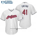 Camiseta Beisbol Hombre Cleveland Indians 2017 Estrellas y Rayas 41 Carlos Santana Blanco Cool Base Camiseta Beisbol Hombre Cleveland Indians 2017 Estrellas y Rayas 41 Carlos Santana Blanco Cool Base