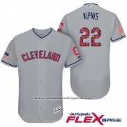 Camiseta Beisbol Hombre Cleveland Indians 2017 Estrellas y Rayas Jason Kipnis Gris Flex Base
