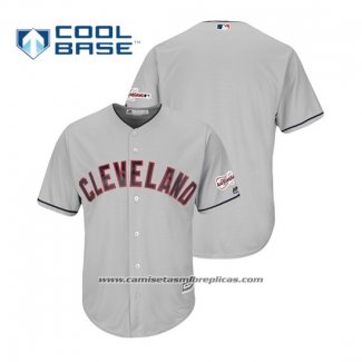 Camiseta Beisbol Hombre Cleveland Indians 2019 All Star Patch Cool Base Road Personalizada Gris