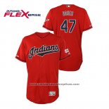 Camiseta Beisbol Hombre Cleveland Indians Trevor Bauer 150th Aniversario Patch 2019 All Star Flex Base Rojo