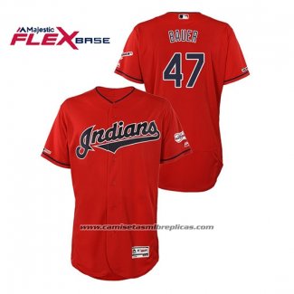 Camiseta Beisbol Hombre Cleveland Indians Trevor Bauer 150th Aniversario Patch 2019 All Star Flex Base Rojo