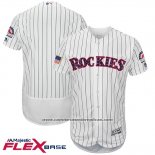 Camiseta Beisbol Hombre Colorado Rockies 2017 Estrellas y Rayas Blanco Flex Base