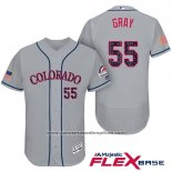 Camiseta Beisbol Hombre Colorado Rockies 2017 Estrellas y Rayas Jon Gray 55 Gris Flex Base