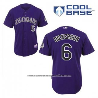 Camiseta Beisbol Hombre Colorado Rockies Corey Dickerson 6 Violeta Alterno Cool Base