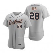 Camiseta Beisbol Hombre Detroit Tigers Javier Baez Autentico Road Gris