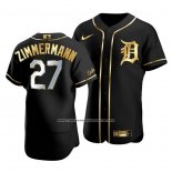 Camiseta Beisbol Hombre Detroit Tigers Jordan Zimmermann Golden Edition Autentico Negro