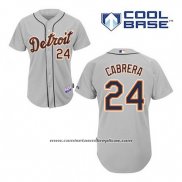 Camiseta Beisbol Hombre Detroit Tigers Miguel Cabrera 24 Gris Cool Base