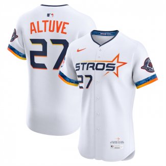 Camiseta Beisbol Hombre Houston Astros Jose Altuve 2025 City Connect Elite Blanco
