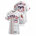 Camiseta Beisbol Hombre Houston Astros Michael Brantley 2020 Stars & Stripes 4th of July Blanco