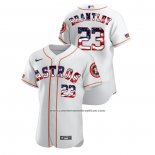 Camiseta Beisbol Hombre Houston Astros Michael Brantley 2020 Stars & Stripes 4th of July Blanco