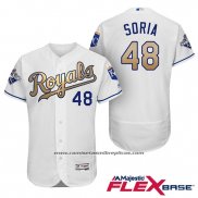 Camiseta Beisbol Hombre Kansas City Royals Campeones 48 Joakim Soria Flex Base Oro