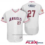 Camiseta Beisbol Hombre Los Angeles Angels 2017 Estrellas y Rayas Mike Trout Blanco Flex Base
