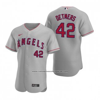 Camiseta Beisbol Hombre Los Angeles Angels Reid Detmers Autentico Road Gris