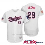 Camiseta Beisbol Hombre Los Angeles Dodgers 2017 Estrellas y Rayas Scott Kazmir Blanco Flex Base