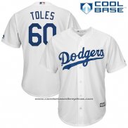 Camiseta Beisbol Hombre Los Angeles Dodgers Andrew Toles Blanco Cool Base