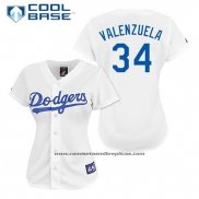 Camiseta Beisbol Hombre Los Angeles Dodgers Fernando Valenzuela 34 Blanco Cool Base