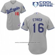 Camiseta Beisbol Hombre Los Angeles Dodgers Gris Andre Ethier Cool Base Jugador