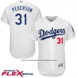 Camiseta Beisbol Hombre Los Angeles Dodgers Los Angeles Dogers Joc Pederson Blanco Flex Base