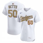 Camiseta Beisbol Hombre Los Angeles Dodgers Mookie Betts 2025 Gold Collection Elite Blanco