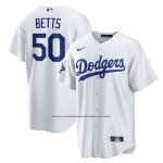 Camiseta Beisbol Hombre Los Angeles Dodgers Mookie Betts Campeones Serie Mundial 2025 Primera Replica Blanco