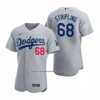 Camiseta Beisbol Hombre Los Angeles Dodgers Ross Stripling Autentico 2020 Alterno Gris