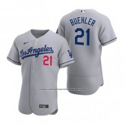 Camiseta Beisbol Hombre Los Angeles Dodgers Walker Buehler Autentico 2020 Road Gris