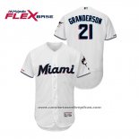 Camiseta Beisbol Hombre Miami Marlins Curtis Granderson 150th Aniversario Patch 2019 Flex Base Blanco