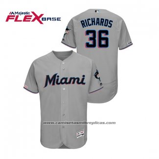 Camiseta Beisbol Hombre Miami Marlins Trevor Richards 150th Aniversario Patch 2019 Flex Base Gris