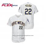Camiseta Beisbol Hombre Milwaukee Brewers Christian Yelich Autentico Flex Base Blanco Azul