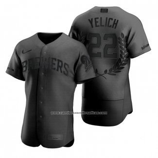 Camiseta Beisbol Hombre Milwaukee Brewers Christian Yelich Award Collection NL MVP Negro