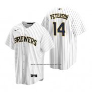 Camiseta Beisbol Hombre Milwaukee Brewers Jace Peterson Replica Alterno Blanco